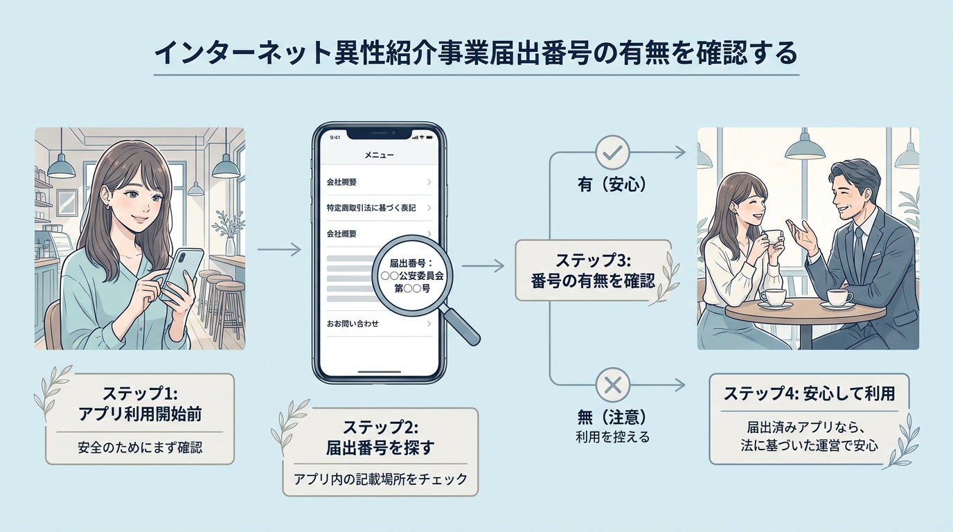 インターネット異性紹介事業届出番号の有無を確認する